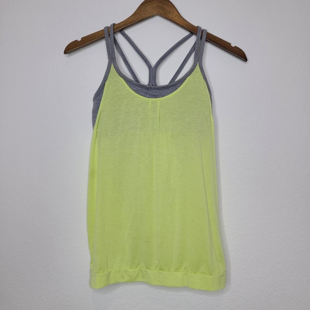 Athleta Bra and Tank Layer Combo Athletic Top Green Grey Unknown Size